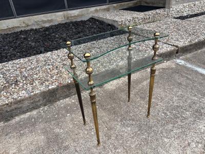 Romeo Rega Pair Of Italian Modern Brass And Glass Tables