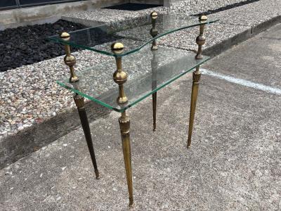 Romeo Rega Pair Of Italian Modern Brass And Glass Tables