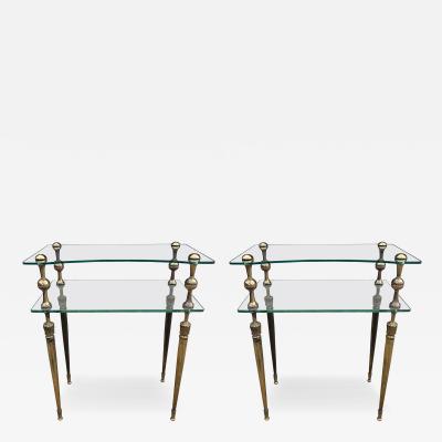 Romeo Rega Pair Of Italian Modern Brass And Glass Tables