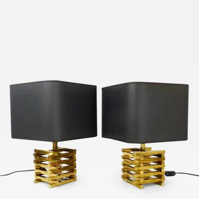 Romeo Rega Pair Romeo Rega Midcentury Brass Table Lamps Italy 1970s