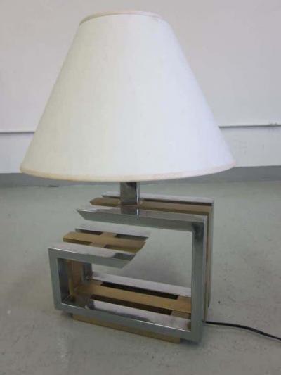 Romeo Rega Pair of Italian Mid Century Modern Nickel and Brass Table Lamps by Romeo Rega