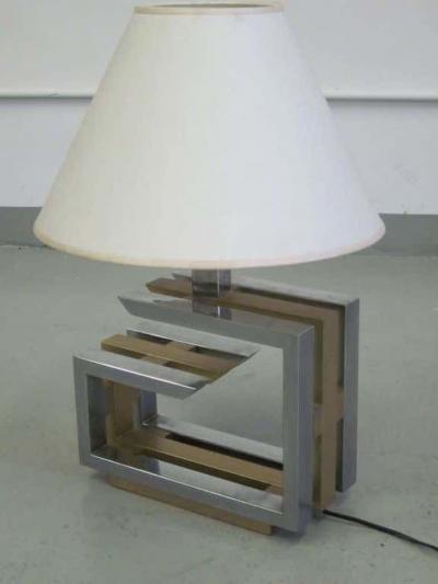 Romeo Rega Pair of Italian Mid Century Modern Nickel and Brass Table Lamps by Romeo Rega