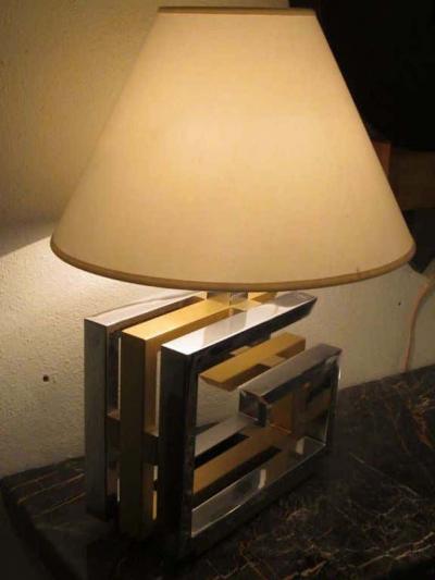 Romeo Rega Pair of Italian Mid Century Modern Nickel and Brass Table Lamps by Romeo Rega
