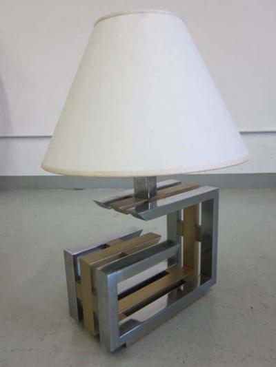 Romeo Rega Pair of Italian Mid Century Modern Nickel and Brass Table Lamps by Romeo Rega