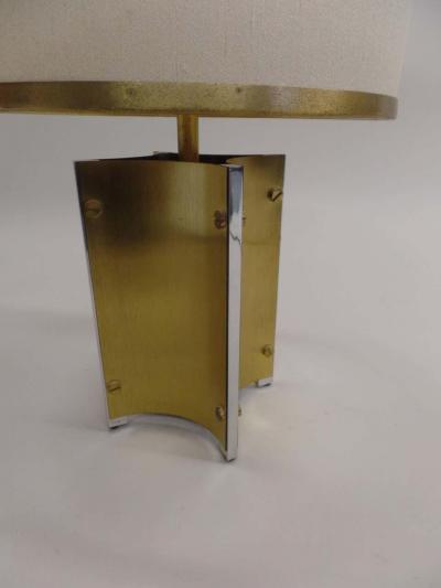 Romeo Rega Pair of Italian Midcentury Brass and Steel Table Lamps Attributed to Romeo Rega