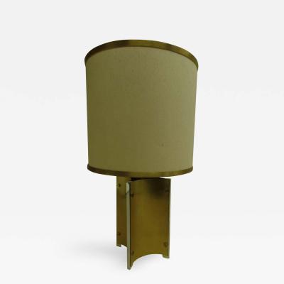 Romeo Rega Pair of Italian Midcentury Brass and Steel Table Lamps Attributed to Romeo Rega
