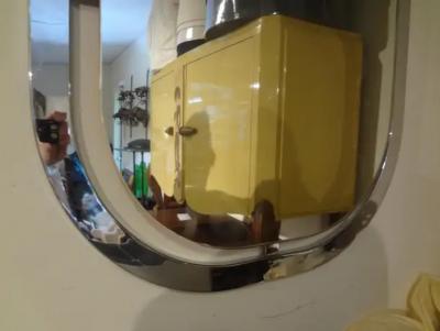 Romeo Rega Pair of Italian Modern Chrome Mirrors