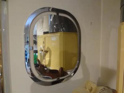 Romeo Rega Pair of Italian Modern Chrome Mirrors