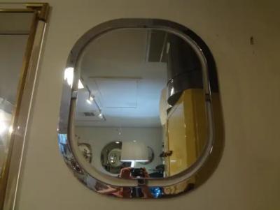 Romeo Rega Pair of Italian Modern Chrome Mirrors