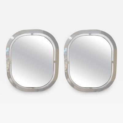 Romeo Rega Pair of Italian Modern Chrome Mirrors