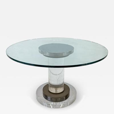 Romeo Rega Polished Stainless Bronze and Lucite Pedestal Table Romeo Rega 1970s