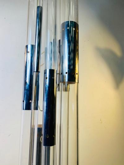 Romeo Rega RARE IMPORTANT MODERNIST SCULPTURAL LUCITE AND CHROME FLOOR LAMP BY ROMEO REGA