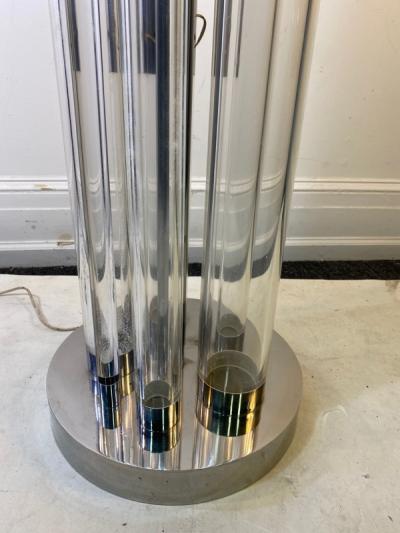 Romeo Rega RARE IMPORTANT MODERNIST SCULPTURAL LUCITE AND CHROME FLOOR LAMP BY ROMEO REGA