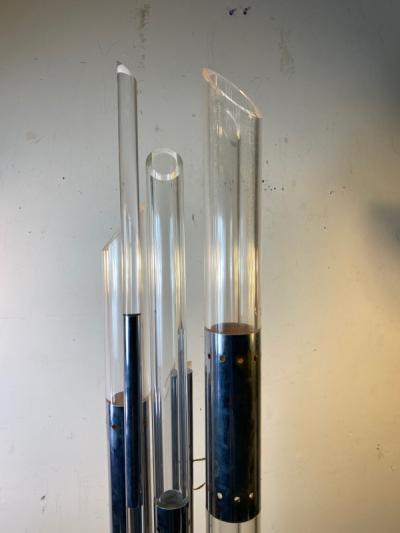 Romeo Rega RARE IMPORTANT MODERNIST SCULPTURAL LUCITE AND CHROME FLOOR LAMP BY ROMEO REGA