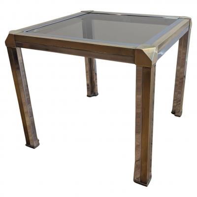 Romeo Rega Romeo Rega Brass Chrome Glass Side Table
