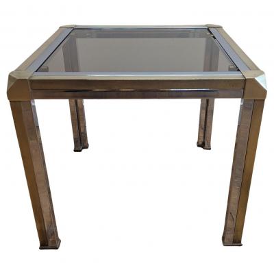 Romeo Rega Romeo Rega Brass Chrome Glass Side Table