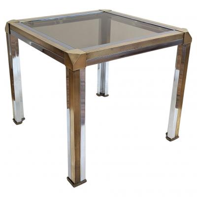 Romeo Rega Romeo Rega Brass Chrome Glass Side Table