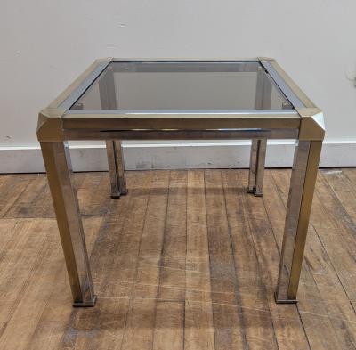 Romeo Rega Romeo Rega Brass Chrome Glass Side Table