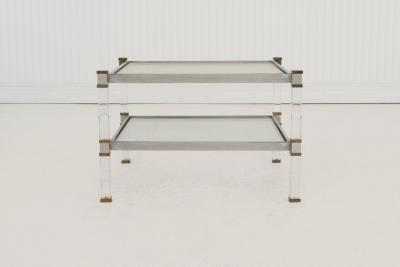 Romeo Rega Romeo Rega Brass Lucite Glass Side Table Italy 1970s