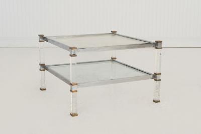 Romeo Rega Romeo Rega Brass Lucite Glass Side Table Italy 1970s