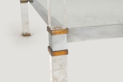 Romeo Rega Romeo Rega Brass Lucite Glass Side Table Italy 1970s