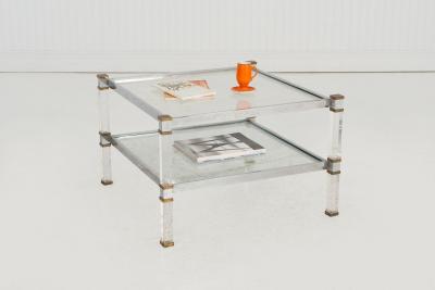 Romeo Rega Romeo Rega Brass Lucite Glass Side Table Italy 1970s