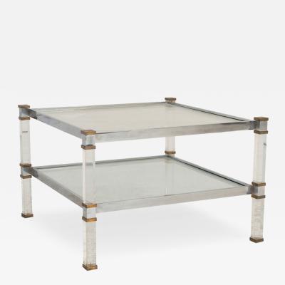 Romeo Rega Romeo Rega Brass Lucite Glass Side Table Italy 1970s