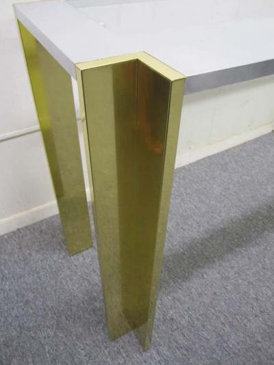 Romeo Rega Romeo Rega Brushed Aluminum and Brass Console Table Mid Century Modern