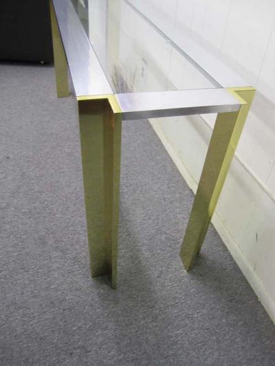 Romeo Rega Romeo Rega Brushed Aluminum and Brass Console Table Mid Century Modern