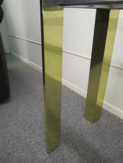 Romeo Rega Romeo Rega Brushed Aluminum and Brass Console Table Mid Century Modern