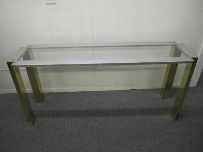 Romeo Rega Romeo Rega Brushed Aluminum and Brass Console Table Mid Century Modern