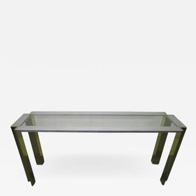 Romeo Rega Romeo Rega Brushed Aluminum and Brass Console Table Mid Century Modern
