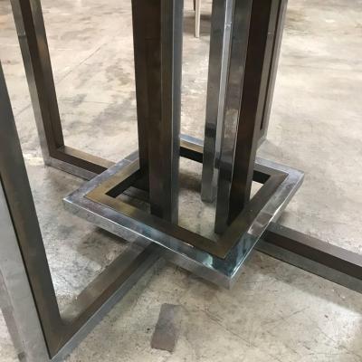 Romeo Rega Romeo Rega Chrome Brass and Tinted Glass Dining Room Table Italy 1970