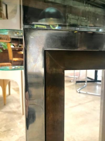 Romeo Rega Romeo Rega Chrome Brass and Tinted Glass Dining Room Table Italy 1970