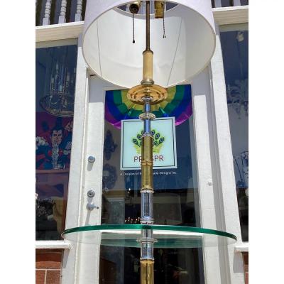 Romeo Rega Romeo Rega Chrome and Brass Floor Lamp Side Table