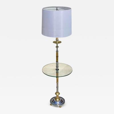 Romeo Rega Romeo Rega Chrome and Brass Floor Lamp Side Table