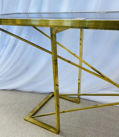 Romeo Rega Romeo Rega Console Table Faux Tortoise Top Gilt Metal Base Italy 1970s