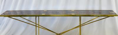 Romeo Rega Romeo Rega Console Table Faux Tortoise Top Gilt Metal Base Italy 1970s