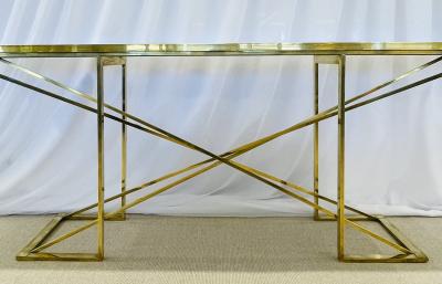 Romeo Rega Romeo Rega Console Table Faux Tortoise Top Gilt Metal Base Italy 1970s