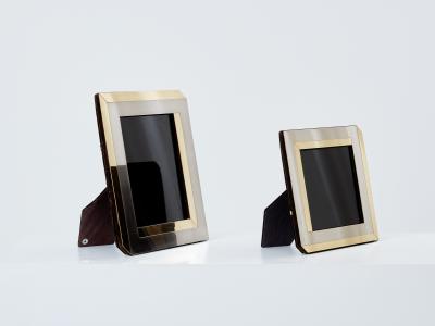 Romeo Rega Romeo Rega Italian brass chrome set of two picture frames 1970