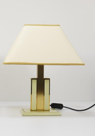 Romeo Rega Romeo Rega Ivory Gold Midcentury Brass Table Side Lamp Italy 1970s