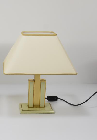 Romeo Rega Romeo Rega Ivory Gold Midcentury Brass Table Side Lamp Italy 1970s