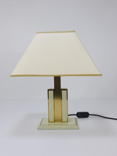 Romeo Rega Romeo Rega Ivory Gold Midcentury Brass Table Side Lamp Italy 1970s