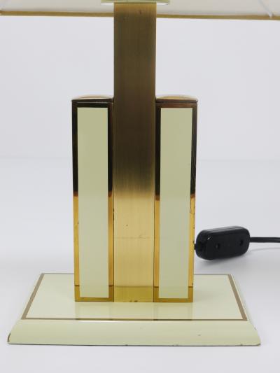 Romeo Rega Romeo Rega Ivory Gold Midcentury Brass Table Side Lamp Italy 1970s