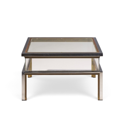 Romeo Rega Romeo Rega Mid Century Chrome Brass and Glass Coffee Table