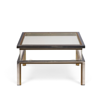 Romeo Rega Romeo Rega Mid Century Chrome Brass and Glass Coffee Table