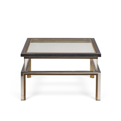 Romeo Rega Romeo Rega Mid Century Chrome Brass and Glass Coffee Table