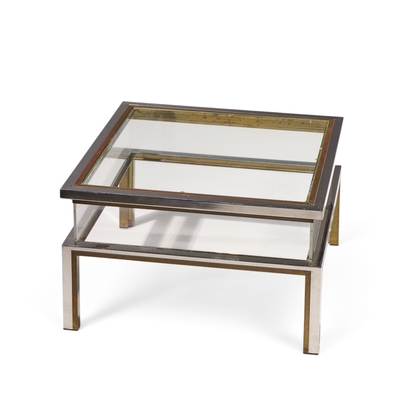 Romeo Rega Romeo Rega Mid Century Chrome Brass and Glass Coffee Table