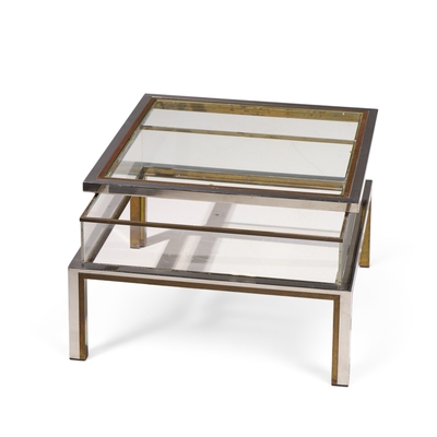 Romeo Rega Romeo Rega Mid Century Chrome Brass and Glass Coffee Table