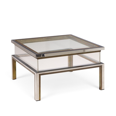 Romeo Rega Romeo Rega Mid Century Chrome Brass and Glass Coffee Table